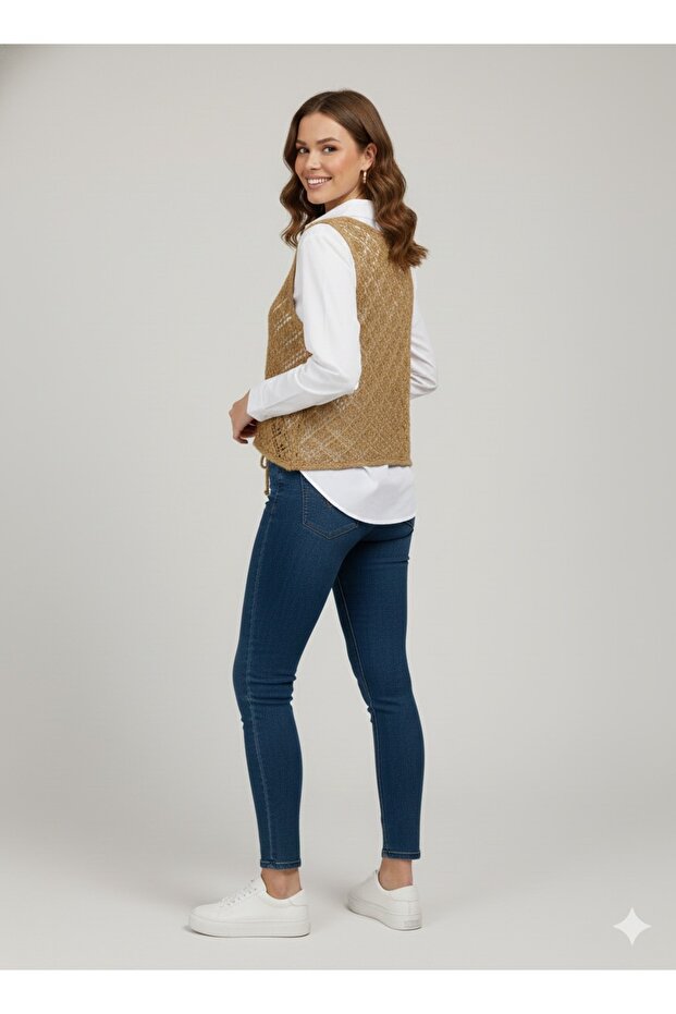 Krem örme süveter - 2