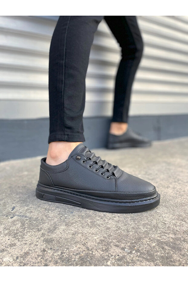 Jy0535 prime lace-up men's daily sneaker shoes cst - black
