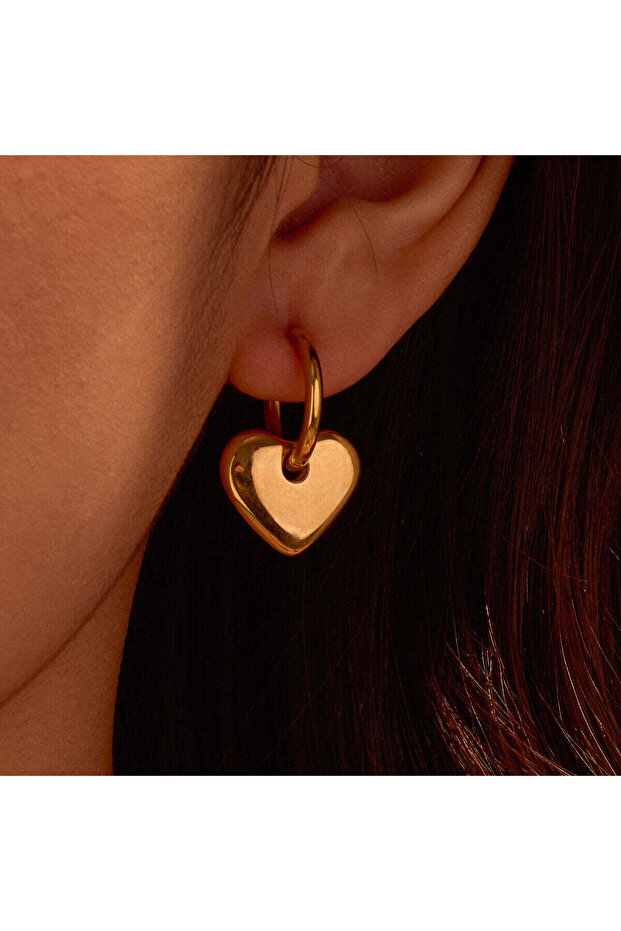 18 k Gold Plated Luxury Love Heart-Shaped Hoop Earrings