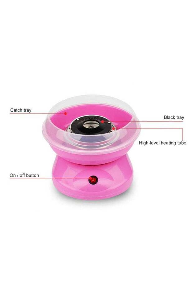 صانعة حلوى غزل البنات الأوتوماتيكية الصغيرة باللون الوردي 26×13×26 سم - 3