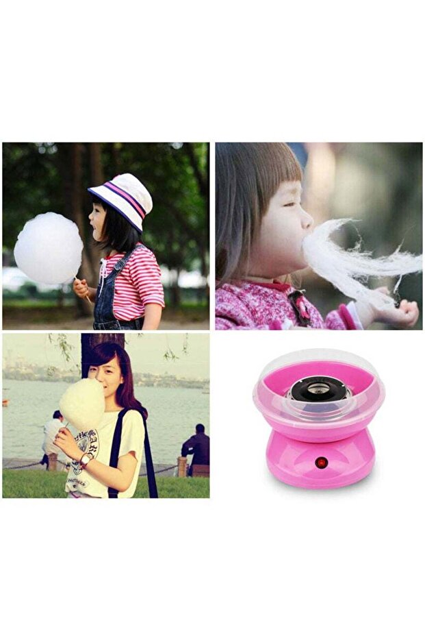 صانعة حلوى غزل البنات الأوتوماتيكية الصغيرة باللون الوردي 26×13×26 سم - 4