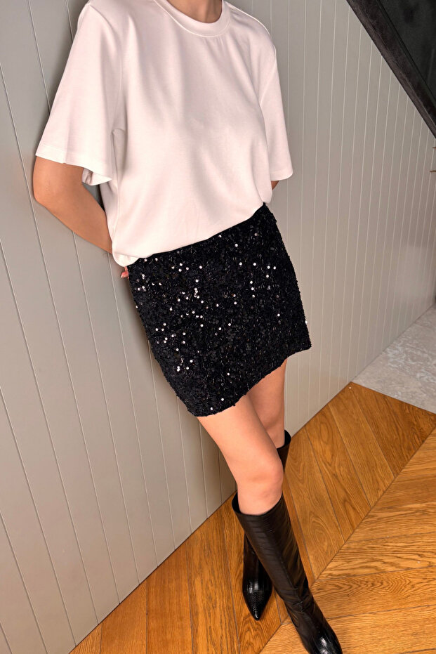 Siyah Payetli Etek - 3