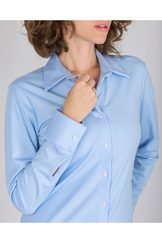 Blue Satin Stylish Elite Shirt