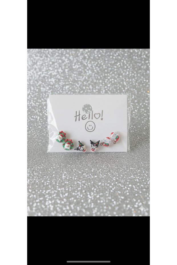 Special Gift for New Year's Eve Earring Set of 3 Santa Claus Kuromi