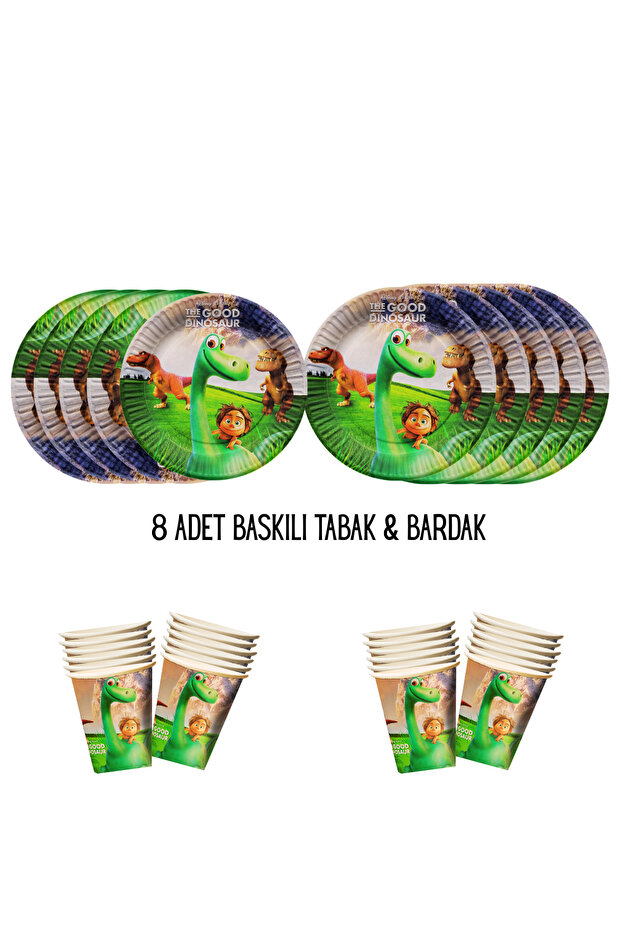 The Good Dinosaur Theme Compatible B Printed 8-Person Plate, Cup Birthday Set