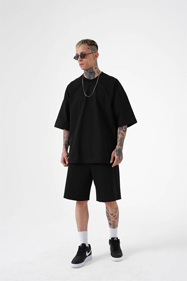 Erkek Premium Basic Pamuklu Şort Siyah - 4