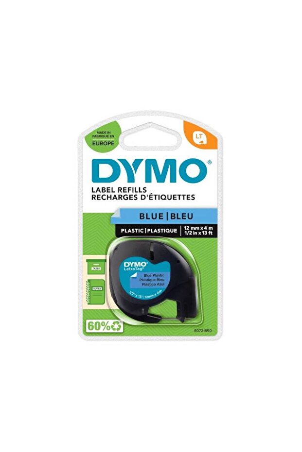 LetraTag® Plastic Labels – S0721650, Black on Blue