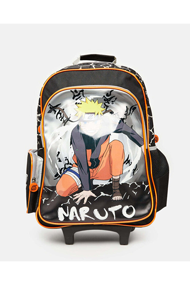 Boys Black Naruto Print Kids Trolley (18Inch)