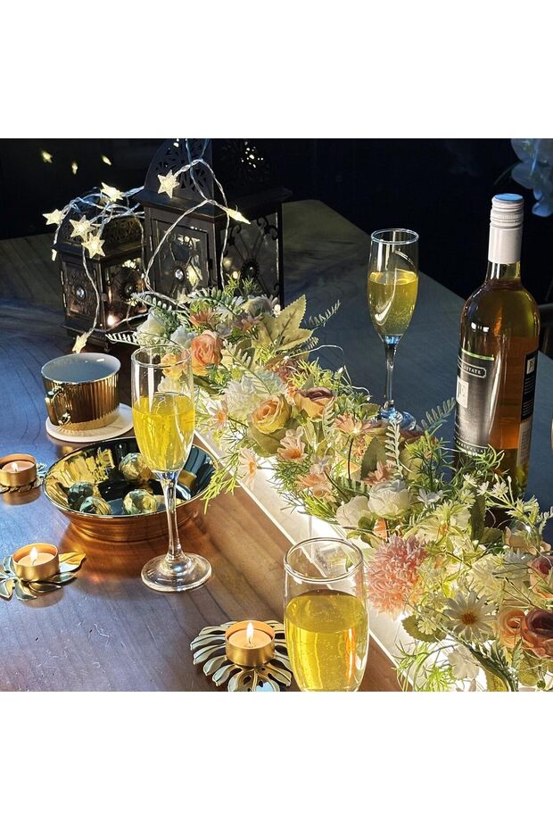 Holes Acrylic Flower Vase 15.7in Clear Rectangular Centerpiece with 2m LED (16 Holes)