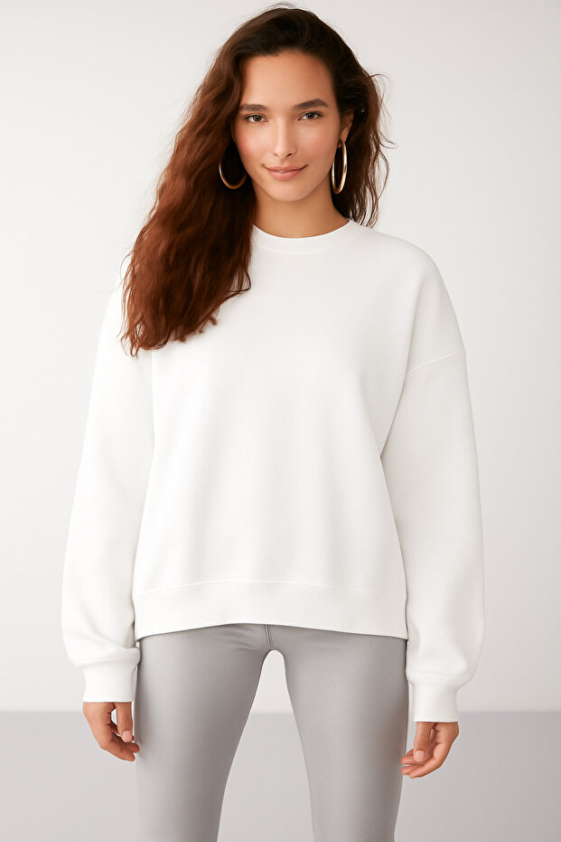 New Collection Sardonlu Kalın Kadın Basıc Sweat - 1