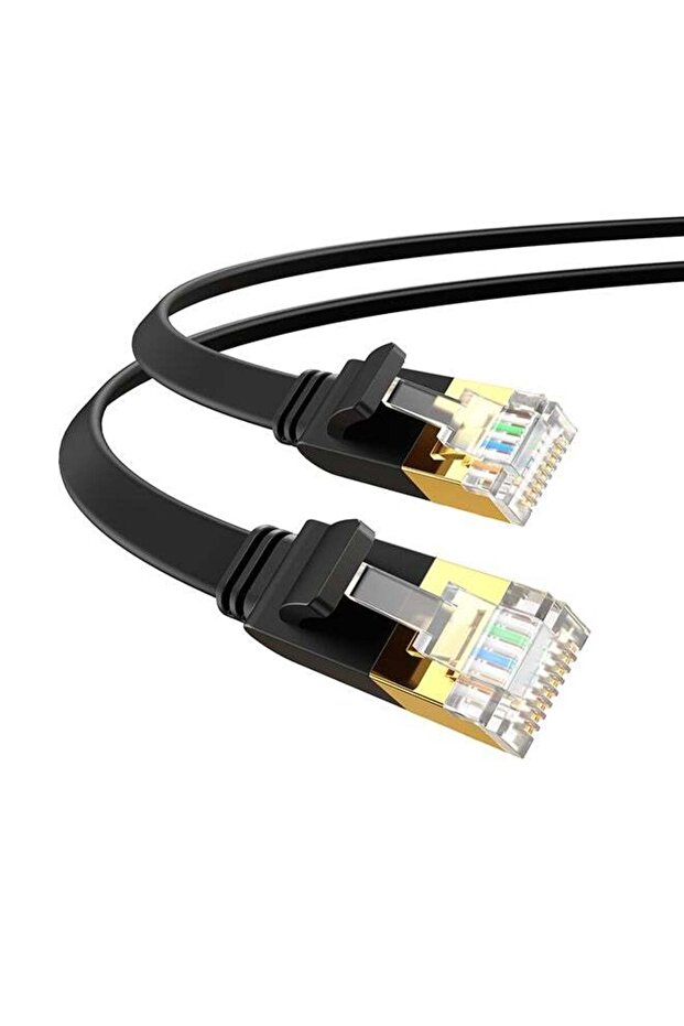 Cat7 Flat Ethernet Cable 2m - RJ45 10Gbps Shielded, Black