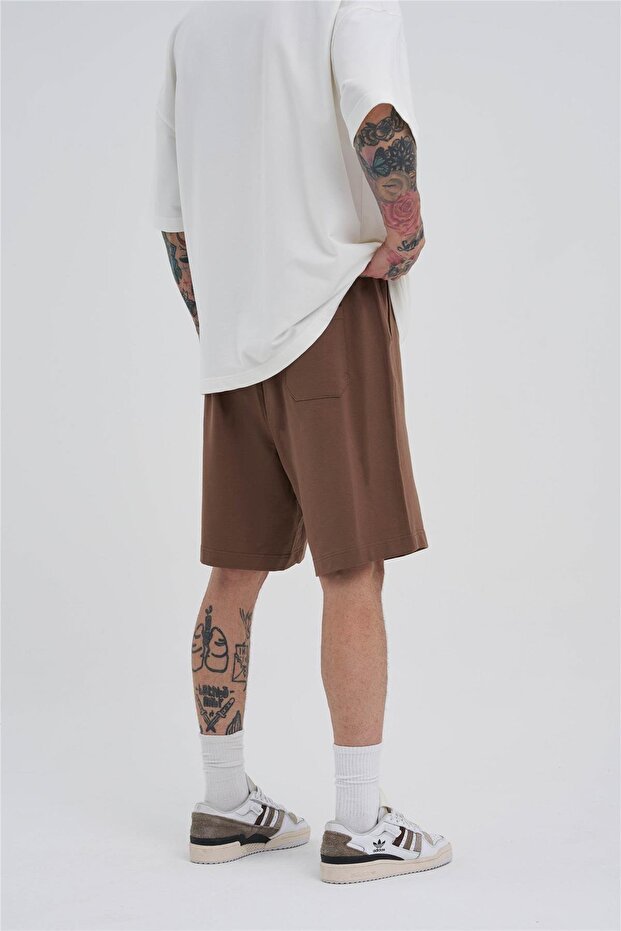 Ανδρικό σορτς Basic oversized Καφέ - 3