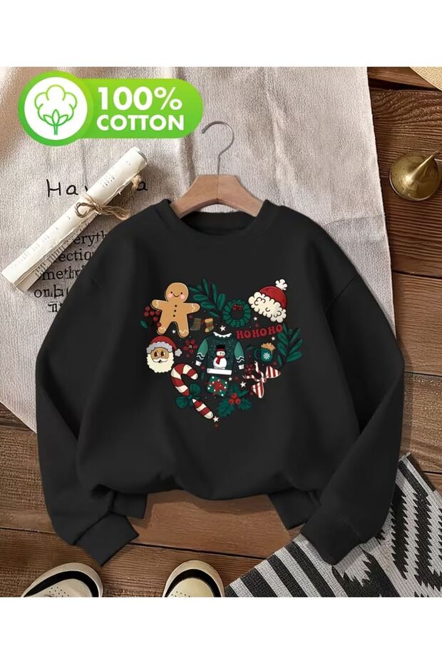 Cute Characters Print Detailed Crew Neck Sweatshirt