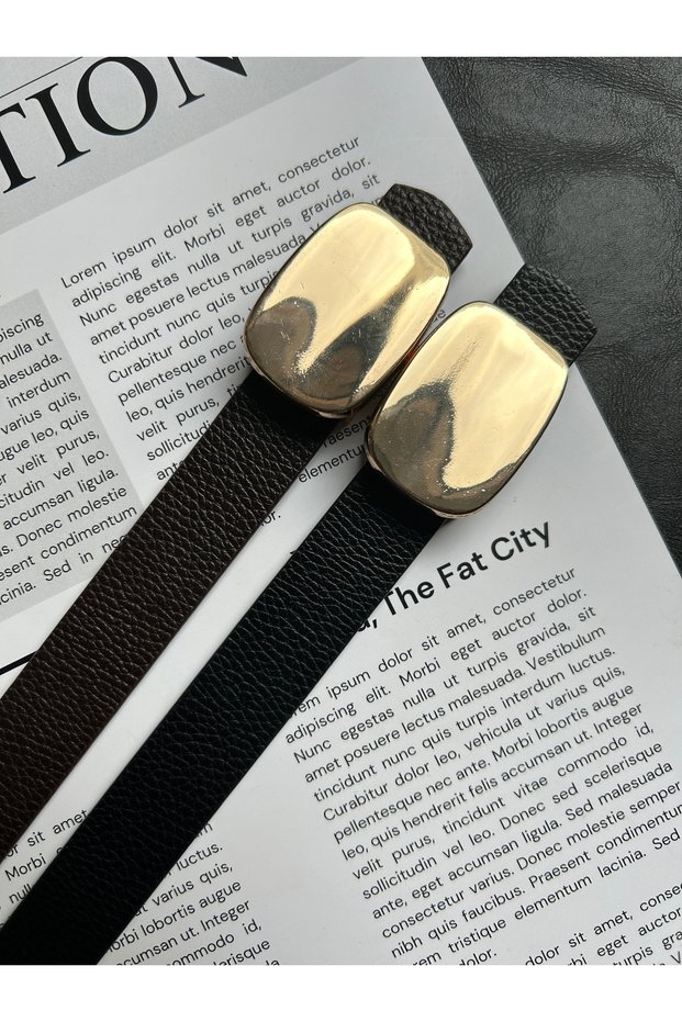 2-Piece Hoard Mirror Patterned Women's Gold Buckle Belt Jacket Belt Dress Belt Trouser Belt