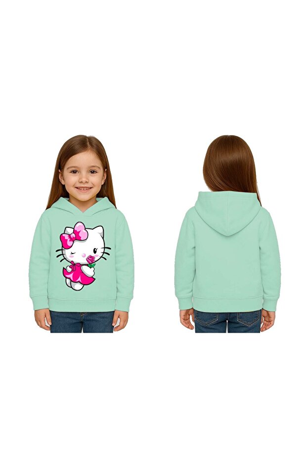 Unisex Hello Kity Printed Children's Swaetshirt Printed Hooded 3 Thread Rasterated