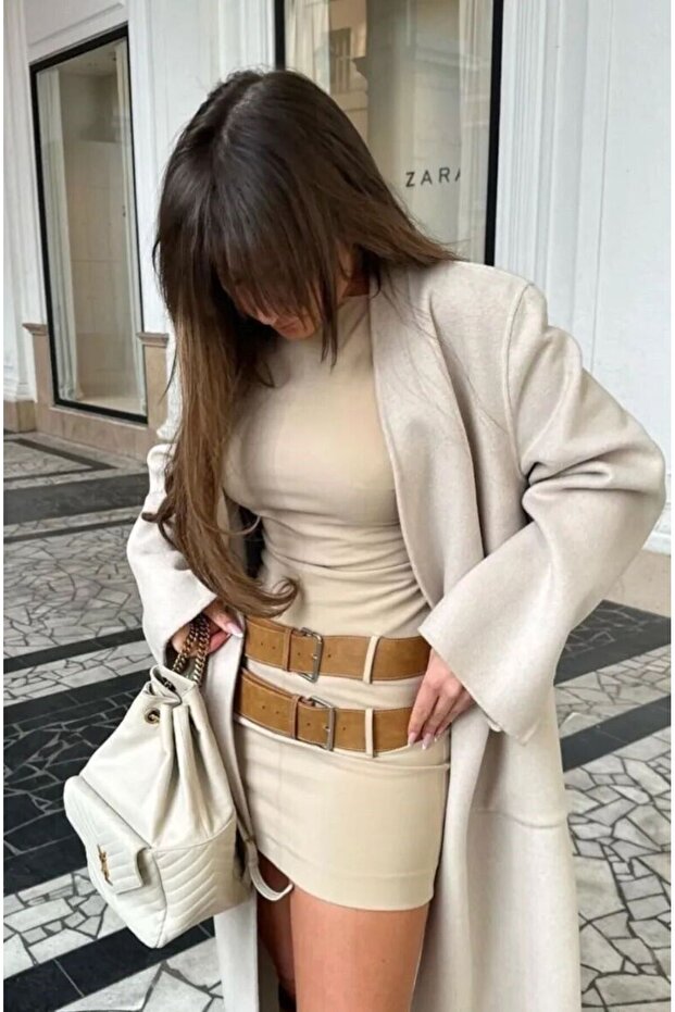 Chic Çift Kemer Elbise - 1