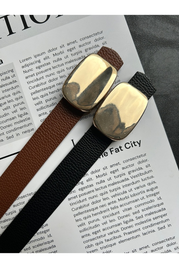 2-Piece Hoard Mirror Patterned Women's Gold Buckle Belt Jacket Belt Dress Belt Trouser Belt