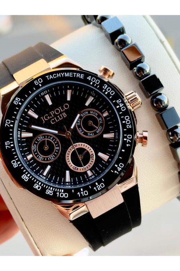 Jg.Polo Club Silicone Cord 2 Years Warranty 5 Atm Water Resistant Men's Wristwatch+Bracelet Sl.11908.2