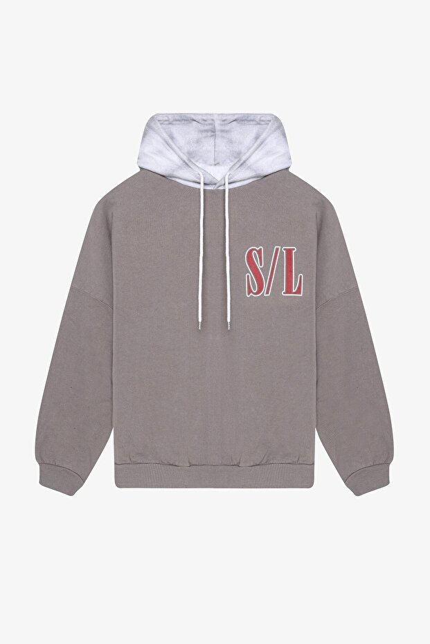 Printed detailed sweatshirt gray