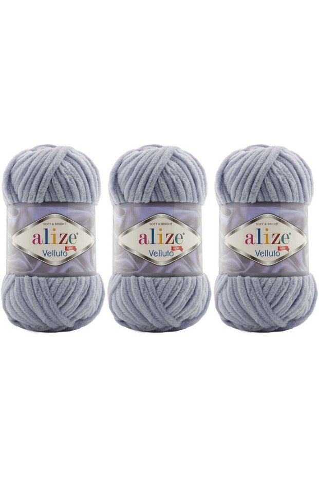 Velluto Velvet Hand Knitting Yarn 100 Gr 3 Pieces Color 87 Dark Gray