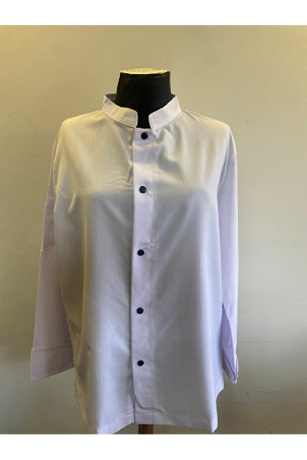 Cheapest White Long Sleeve Chef Jacket / Cooking Shirt with Black Buttons Unisex Model