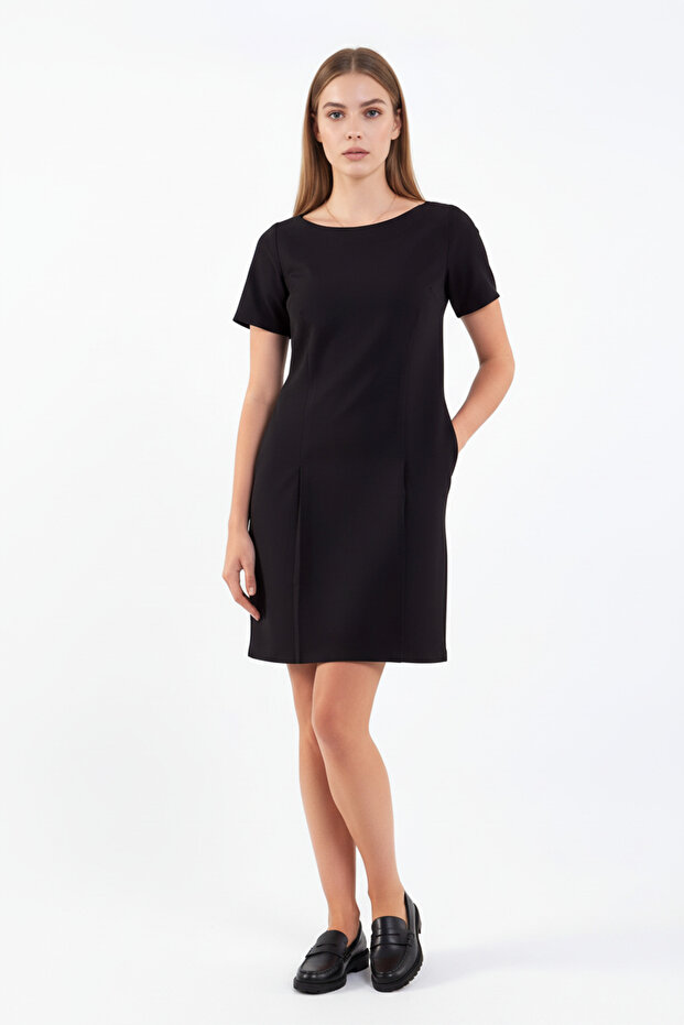 Short Sleeve Front Pleated Dress