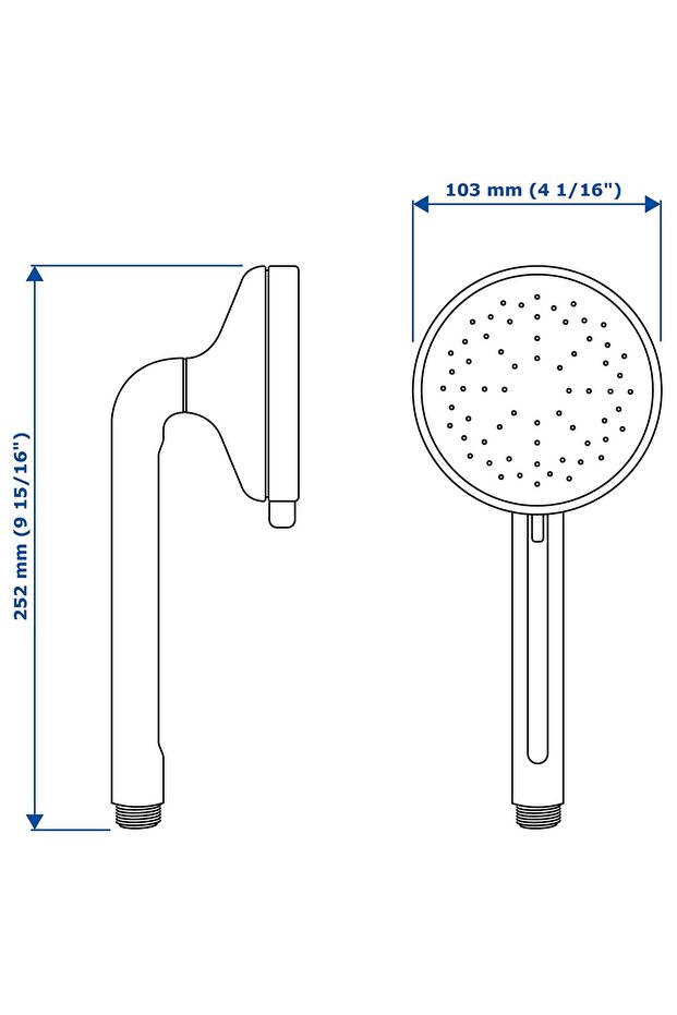 دش يدوي بخمسة رشاشات، مطلي بالكروم - 8