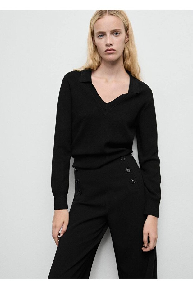 Düğmeli wideleg pantolon - 6