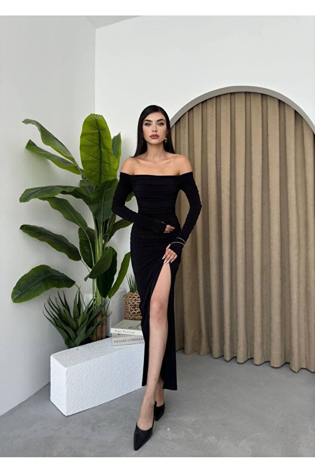 Madonna Yaka Drapeli Elbise - 4