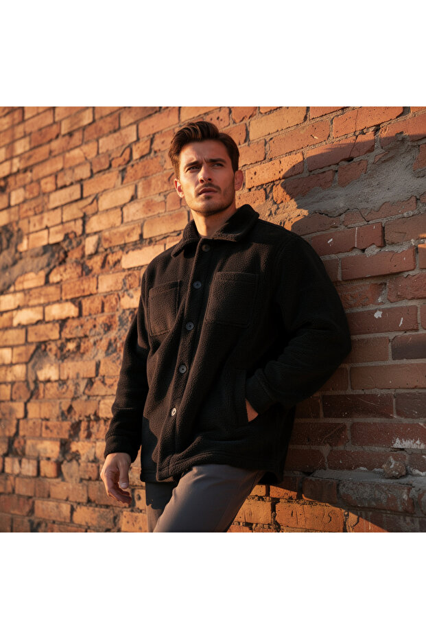 سترة رجالية بيضاء بأزرار من القطيفة - 1