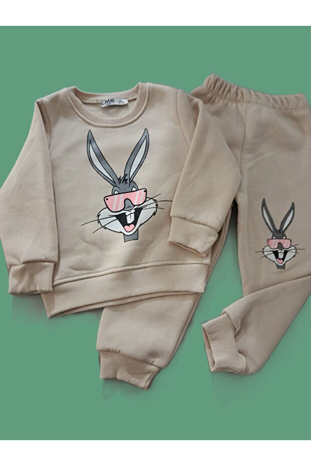 Children's Bottom Top Tracksuit Set Fleece-Lined Thick 100% Cotton Fabric