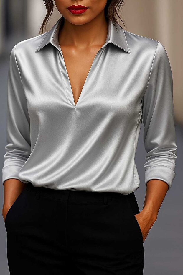 Women's Long Sleeve Shirt Collar Blouse