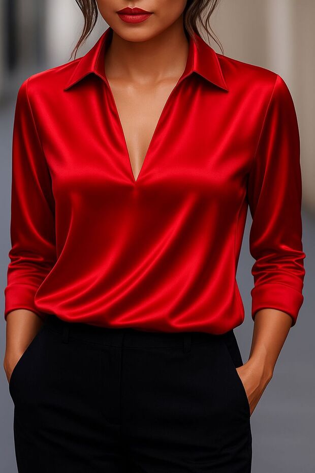 Women's Long Sleeve Shirt Collar Blouse
