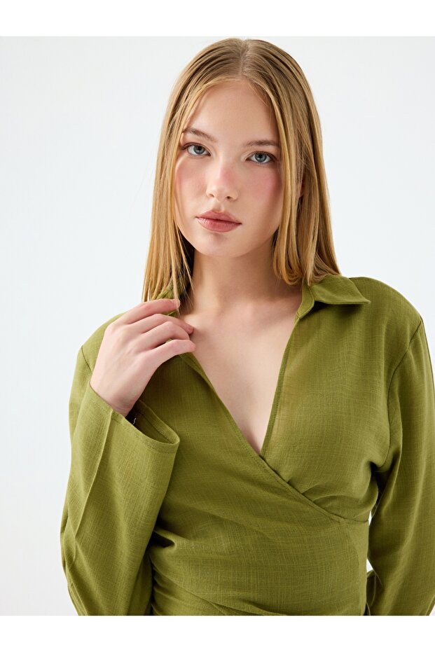 Crop Kadın Gömlek U.kol - 4