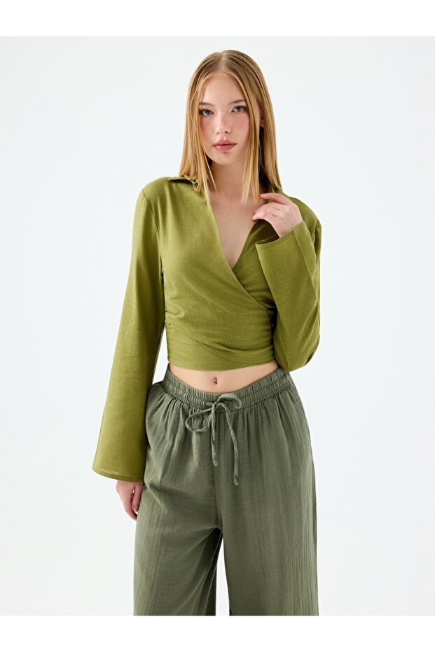 Crop Kadın Gömlek U.kol - 1