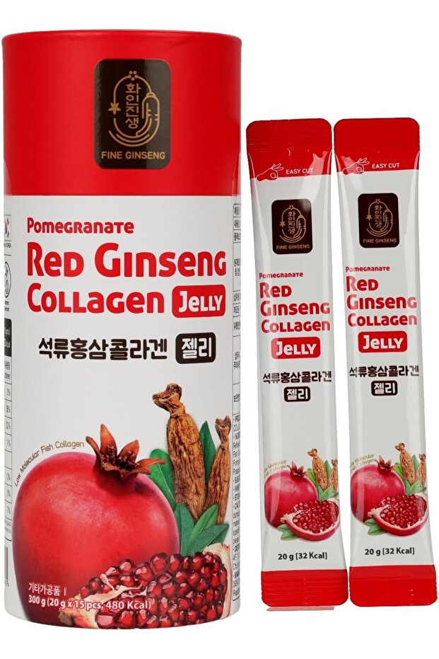 Fine Ginseng Pomegranate Korean Red Ginseng Collagen Jelly - 300g (15 x 20g sticks)