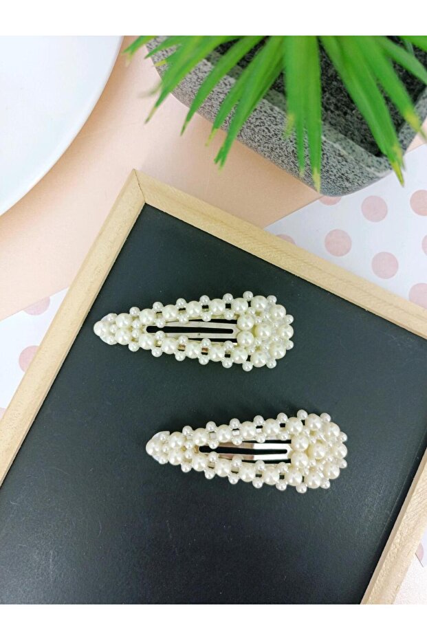 8 cm Snap Fastener with Triangle Model Pearl and Minimal Pearl Detail