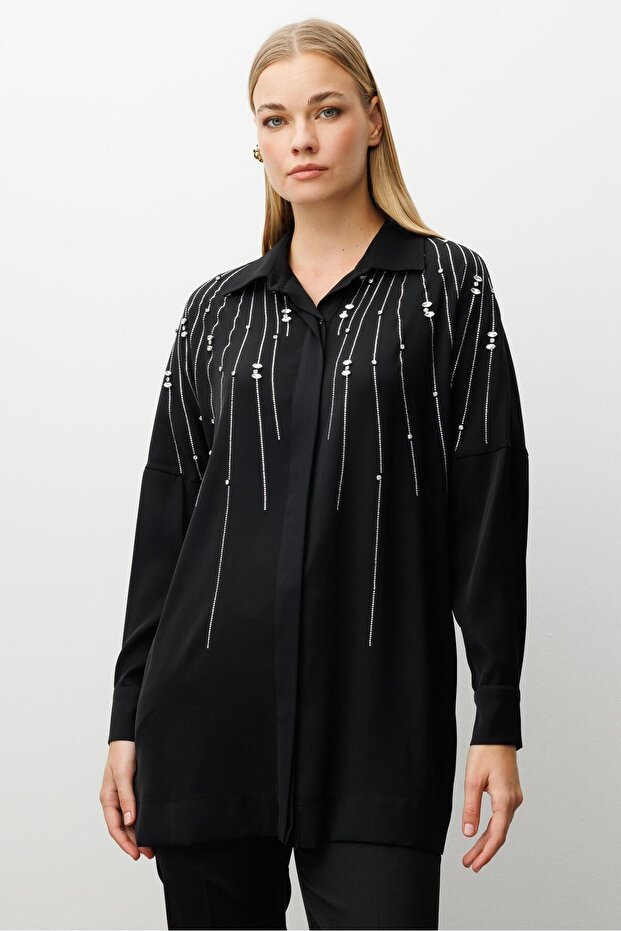 MODAİLGİ OVERSİZE GÖMLEK 10094 Siyah - 5