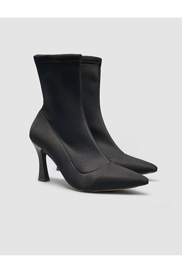 Streç Siyah Kadın Topuklu Bot - 3