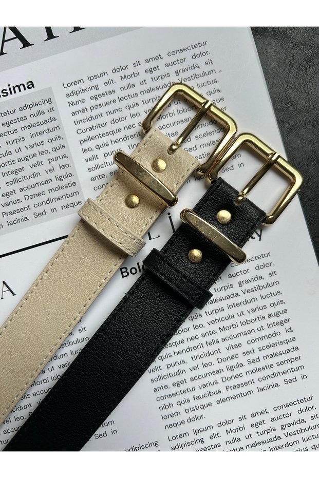 2-Piece Hard Oval Rectangular Pattern Women's Gold Buckle Belt Jacket Belt Dress Belt Trouser Belt
