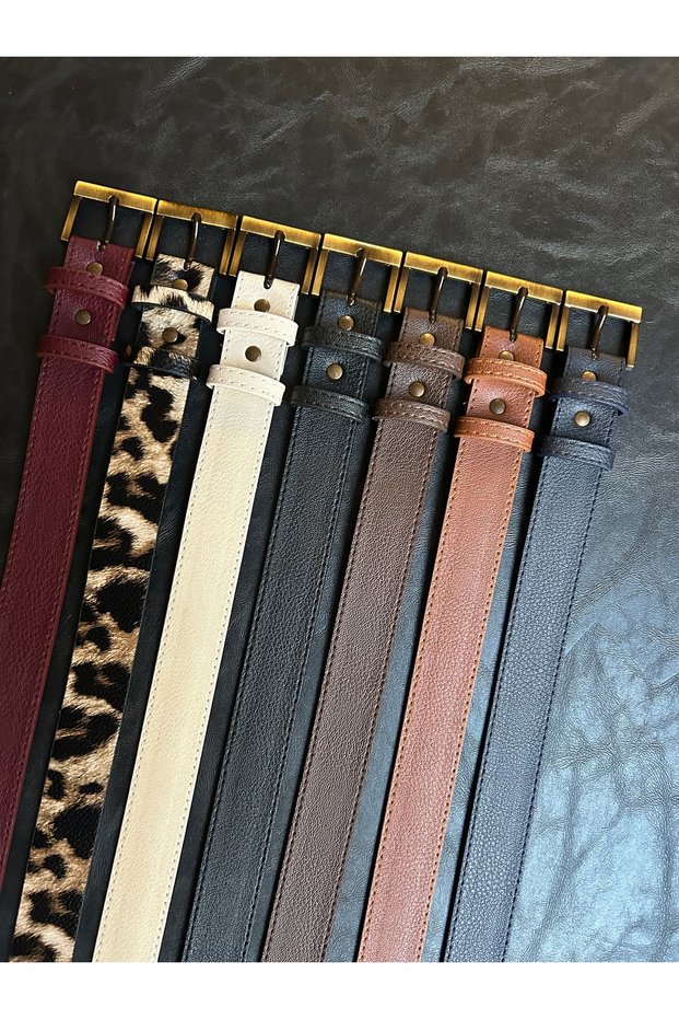 7-Piece Lyric Square Patterned Women's Antique Vintage Buckle Belt Coat Belt Dress Belt Trouser Belt