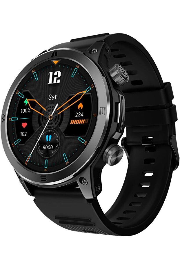 Endeavour Rugged Smartwatch with 7Day Battery, BT Calling (Answer/Make), 1.46" AMOLED, 100+ Sport Modes, Rapid Health Tracking, SOS Technology, Functional crown (Black)