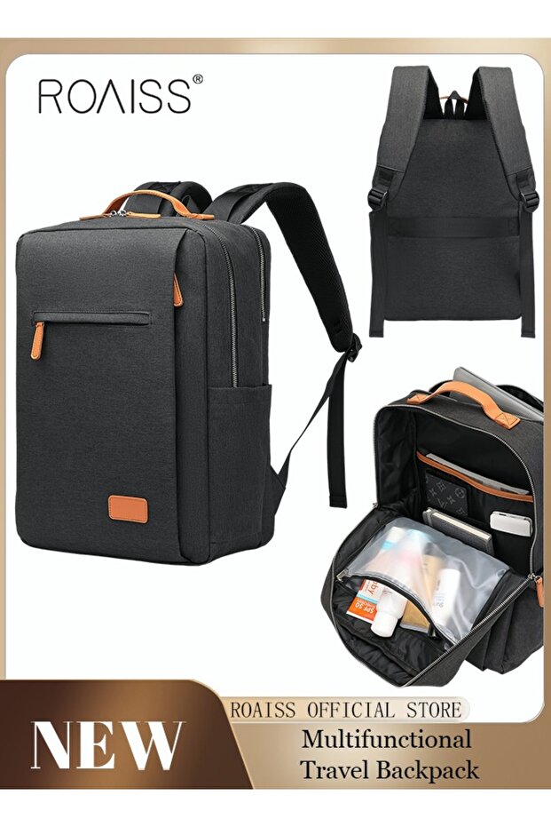 Functional Backpack Large Capacity Short Distance Travel Solid Color Design Light Business Style Stu