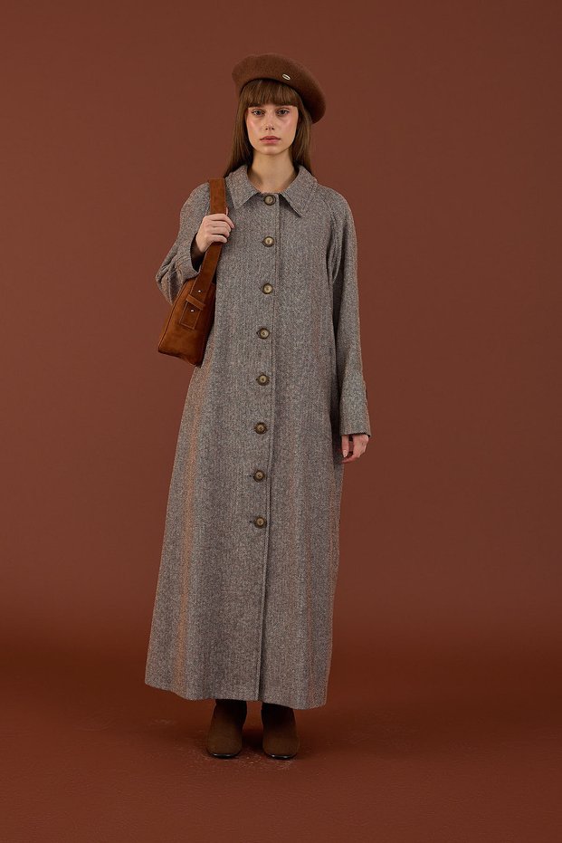 Herringbone Yün Kaban