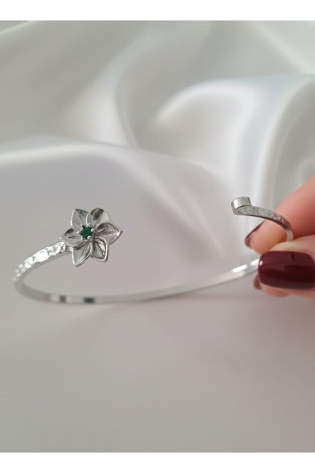 Silver Color Adjustable Tattoo Clasp Birth Month Flower Bracelet (May)