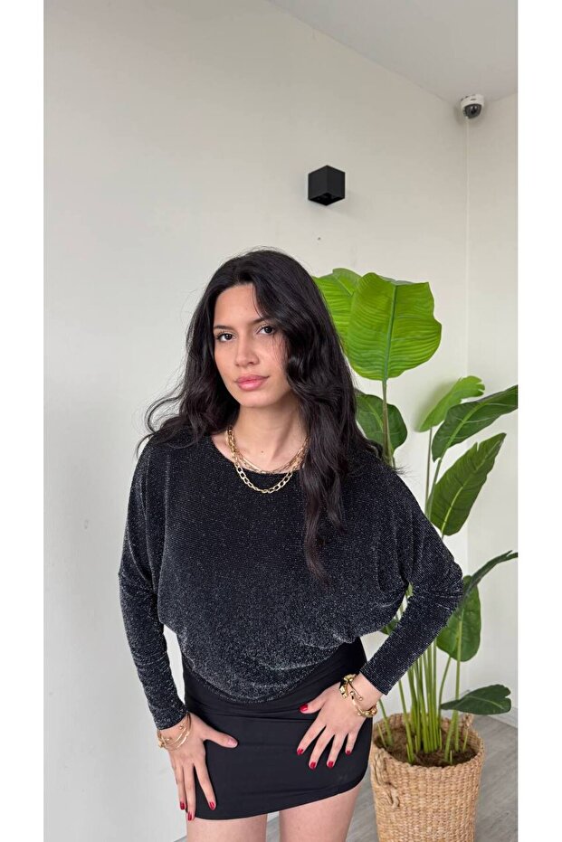 kendinden simli örme bluz - 2