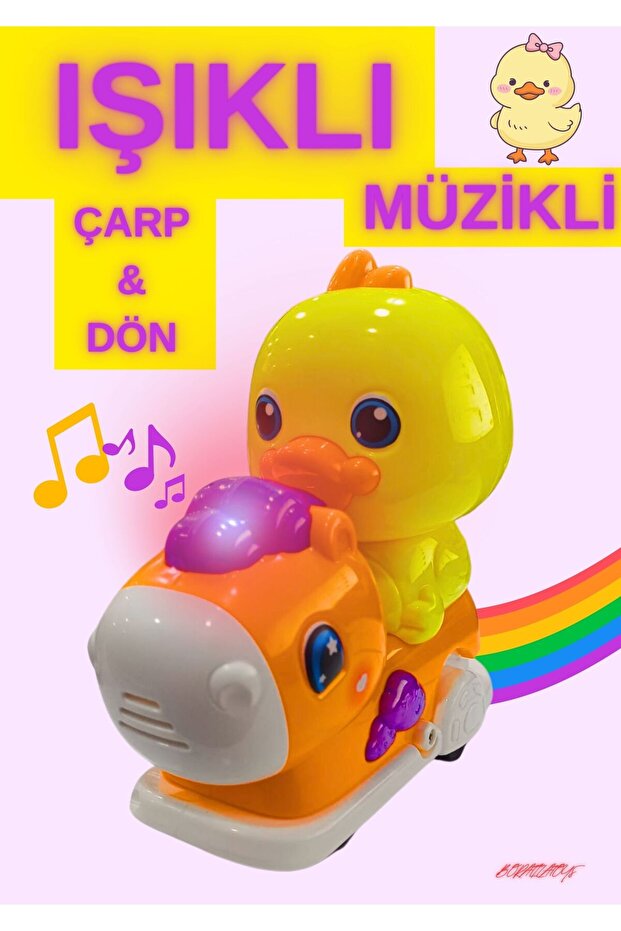 Boratila Toys Işıklı Müzikli Çarp Dön Emeklemeye Yardımcı Sevimli Atlı Karınca Ördek Oyuncak