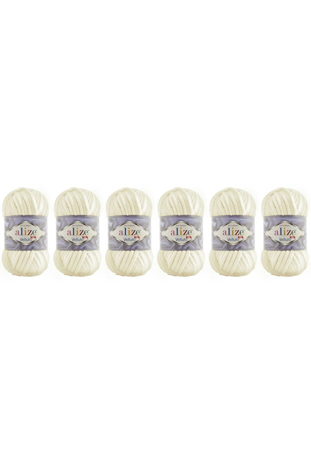 Velluto Velvet Hand Knitting Yarn 100 Gr 5 Pcs Color 62 Cream