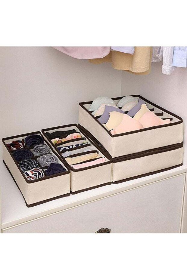 Foldable Fabric Divider Storage Box - Beige