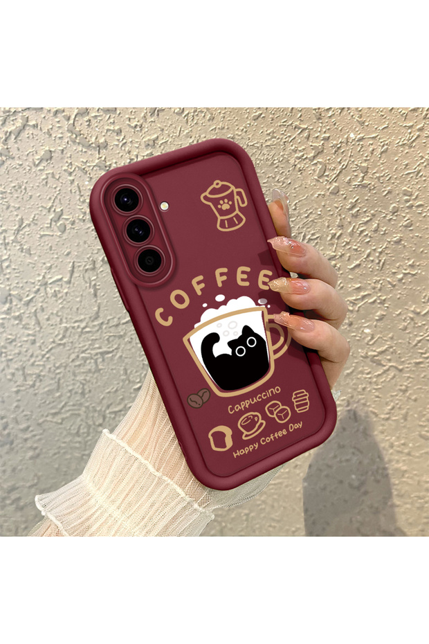 Samsung Galaxy A36 5g Compatible Silicone Material Shockproof Simple Burgundy Color Case
